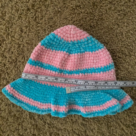 Handmade Pink And Blue Bucket Hat - Picture 4 of 4